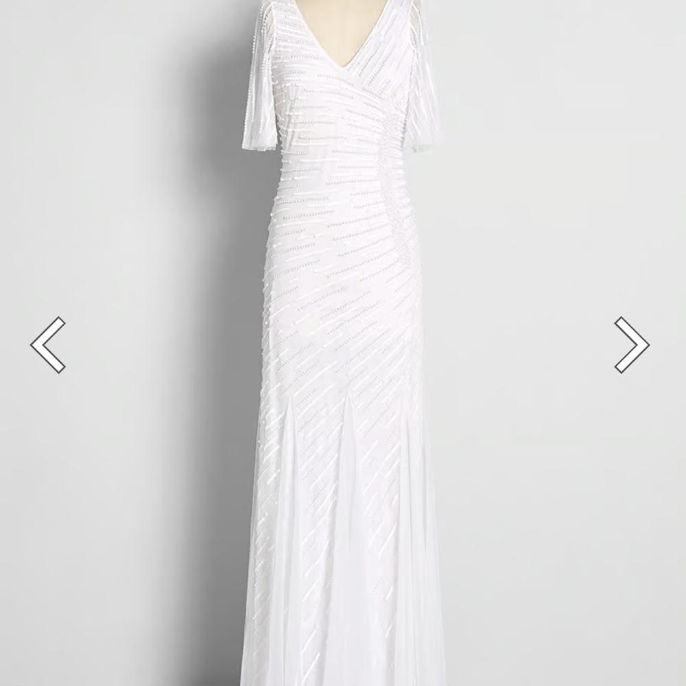 NWT Modcloth White Breathtaking Beadwork Maxi Dress Size 14 Wedding Formal